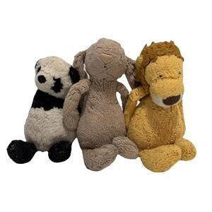 Jellycat Bundle Of 3 Panda Bunny Lion Small Plush ‎ (have Wear) -AS IS